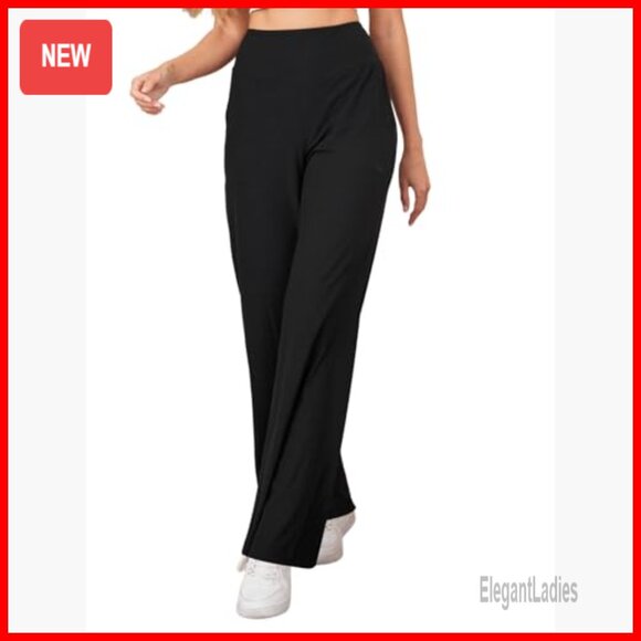 High Waist Ribbed Flare Leggings, Wide Leg Yoga Pants, Active Wear - Picture 2 of 6